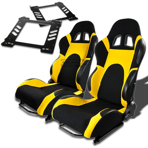 Type-6 racing seat black yellow woven+silder+for 92-99 bmw e36 2-dr bracket x2