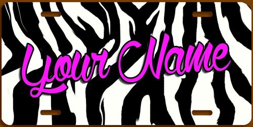 Zebra pattern license plate personalized with name