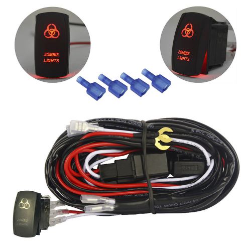 Led red zombie lights laser rocker switch wiring harness kit 12v 40a relay fuse