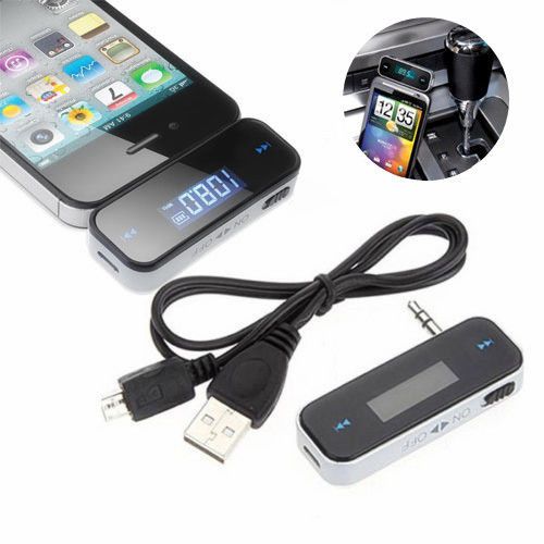 3.5mm fm transmitter in-car wireless radio adapter for iphone 6 5s samsung htc #