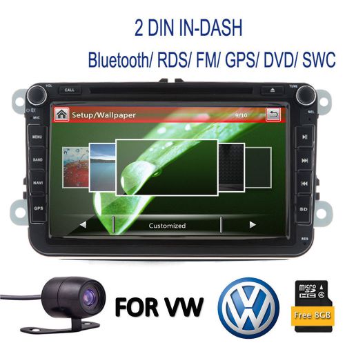 8&#034; 2din car dvd player gps bluetooth radio for vw volkswagen jetta passat+camera