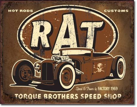 Tin metal sign hot rod classic car muscle dirty rat shop new street vintage 1783