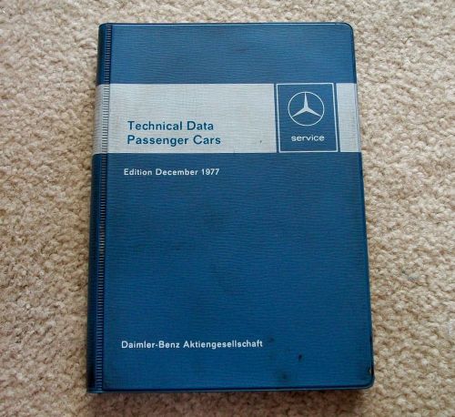 Mercedes benz 1977 technical data passenger car charts manual