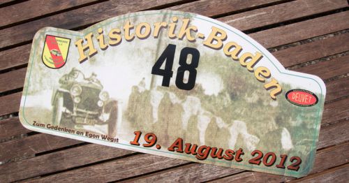 Rally sign / plaque # egon wegst memorial rally historic baden 2012 no. 48