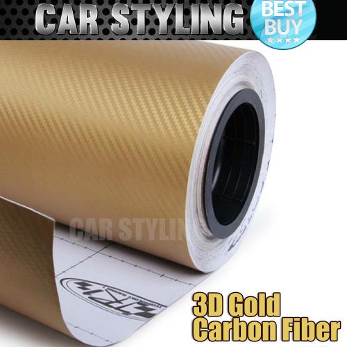 20&#034;x60&#034; 3d gold carbon fiber texture vinyl diy wrap sticker decal film sheet