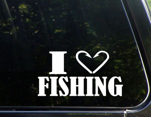I heart fishing decal