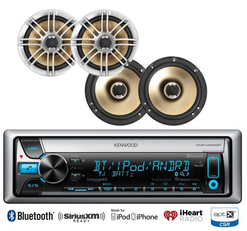4 marine polk audio 6.5&#034; speakers,kenwood marine bluetooth ipod usb aux cd radio