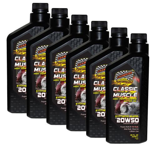 Champion motor classic &amp; muscle car engine oil 20w-50 synthetic blend 6 quarts