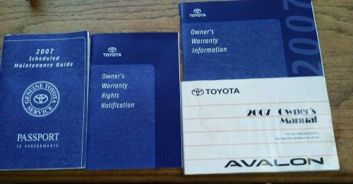 2007 toyota avalon owners manual with warranty and maintenance guide booklets