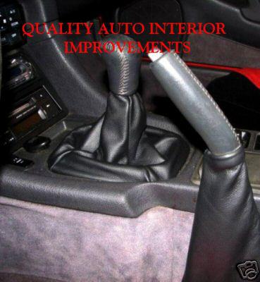91 to 99 mitsubishi 3000 gt 3000gt real leather black shift & e brake boot cover