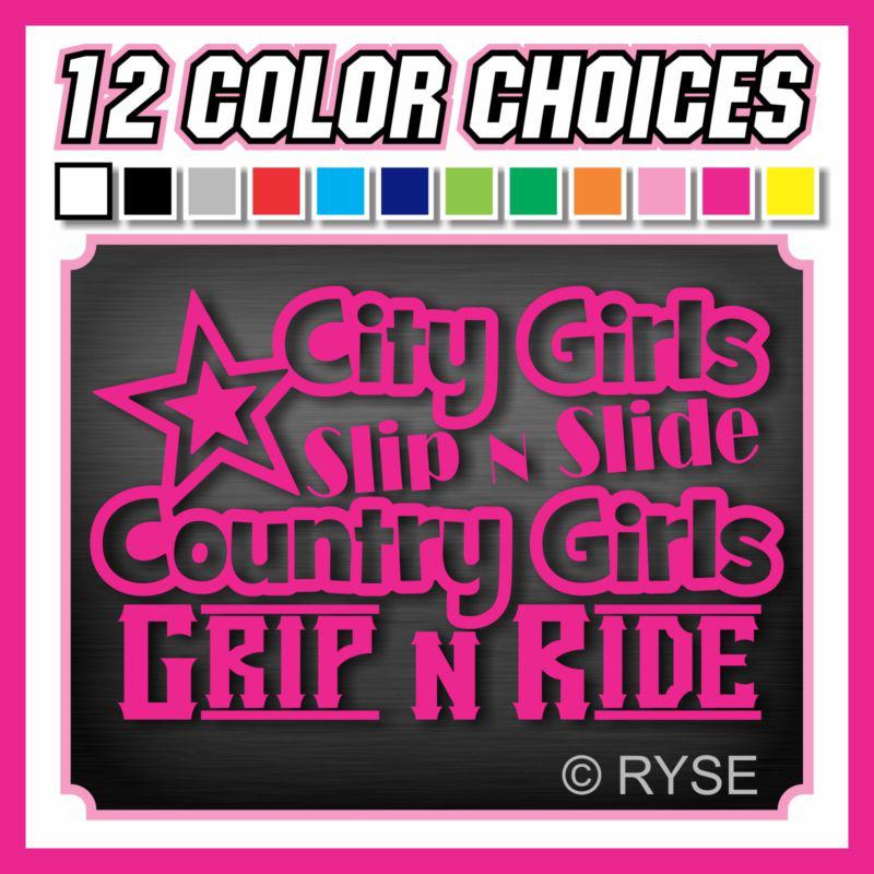 8" country girls ride decal city funny cute cowgirl horse 4x4 offroad gun hunt