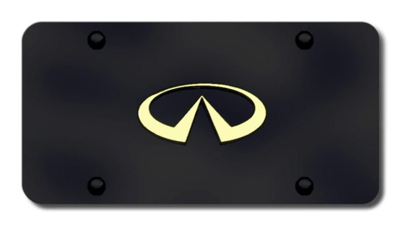 Infiniti logo gold on black license plate made in usa genuine
