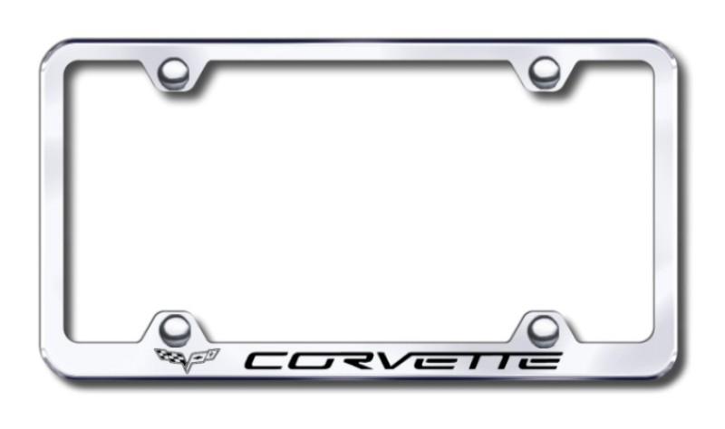 Gm corvette c6 wide body  engraved chrome license plate frame made in usa genui