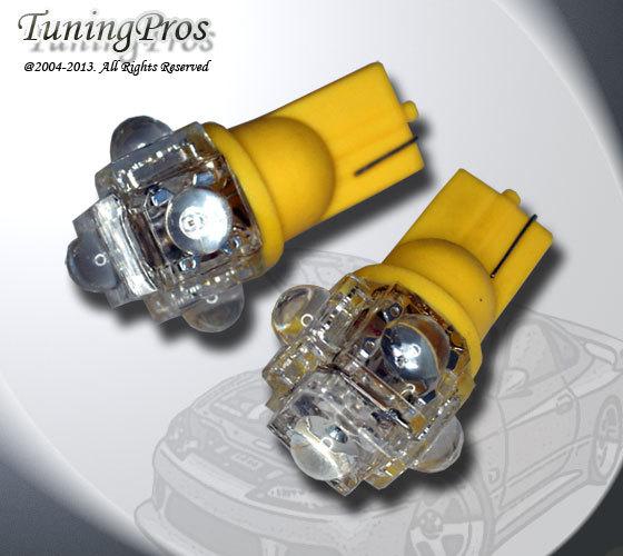 (1 pair) set of 2 pc stop light t10 5 flux yellow led light bulb 194 168 2825