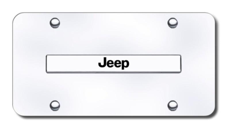 Chrysler jeep name chrome on chrome license plate made in usa genuine