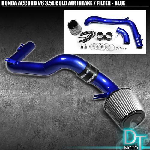 Stainless washable filter + cold air intake 08-12 accord v6 3.5l blue aluminum