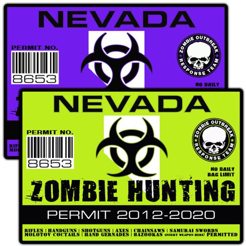 Nevada zombie outbreak response team decal zombie hunting permit stickers a