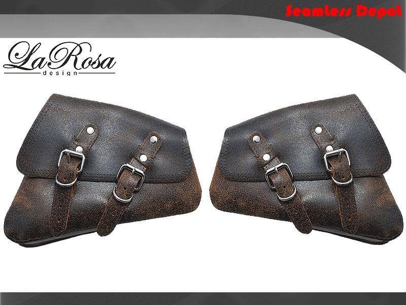 Larosa harley sportster models rustic black leather left & right saddlebag set
