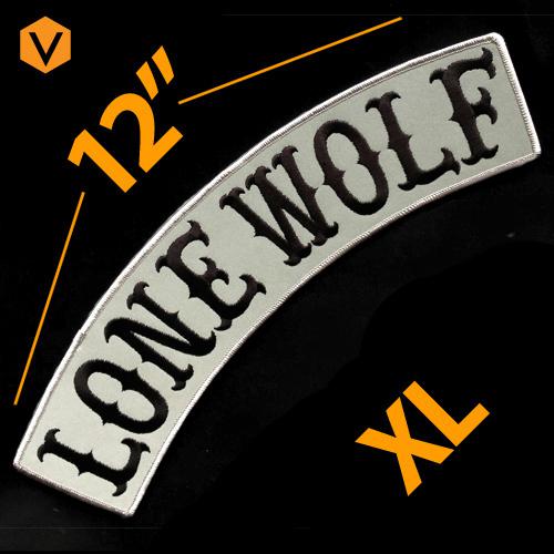 Lone wolf large reflective light patch biker jacket embroidered upper rocker xl