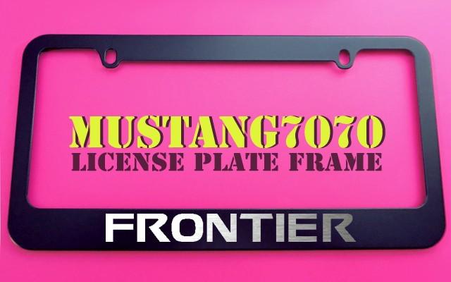 1 brand new nissan frontier black metal license plate frame + screw caps