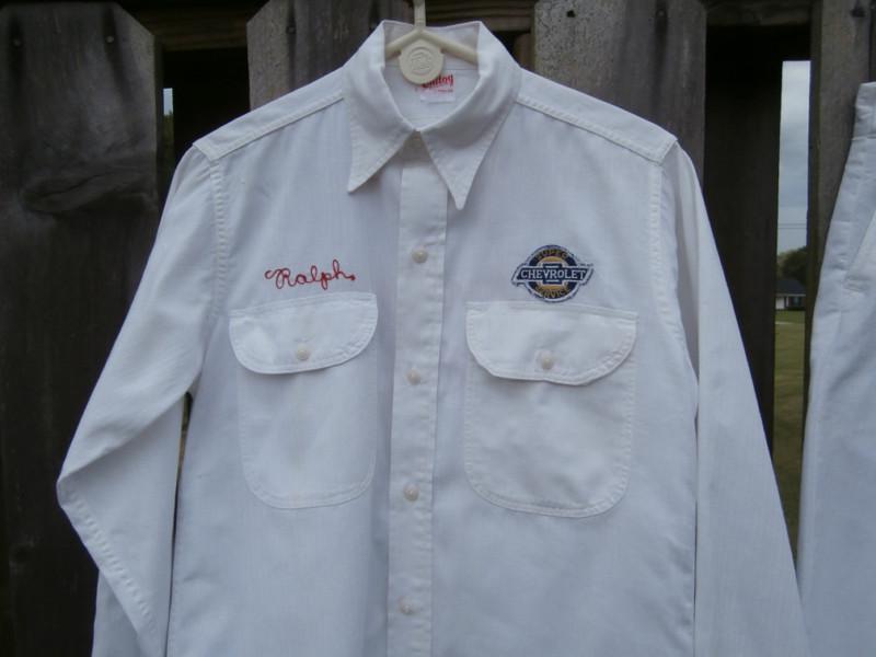 Orig gm chevrolet dealership vintage service uniform authentic shirt & pants wow