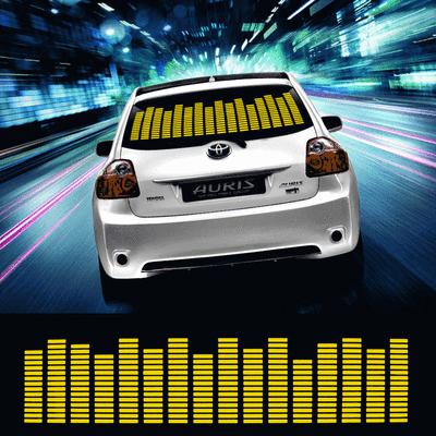 70*16cm yellow car sticker music rhythm led flash lamp sound activated equalizer