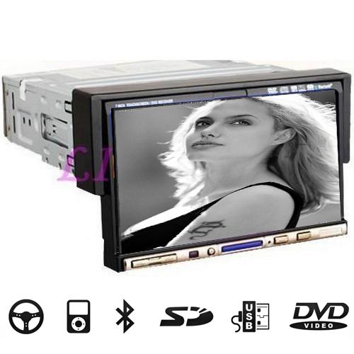 In dash single din 7" touch bluetooth car dvd player bluetooth stereo