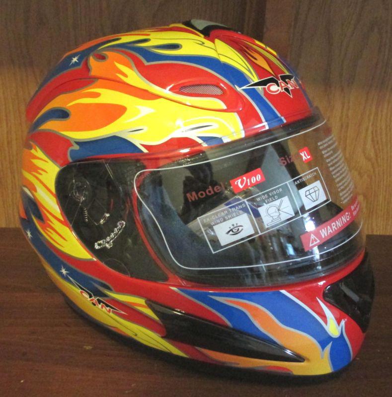 Vcan helmet - v100 red/bc xl (motorcycle bike)