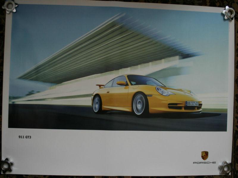 Porsche poster 24" x 36" yellow 911 gt3 authentic racing picture brand new