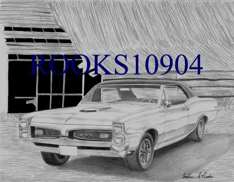 1967 white pontiac gto muscle car art print