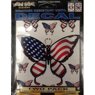 Lethal threat designs patriotic butterfly decal! free shipping!