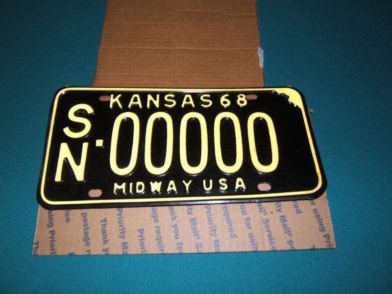 Rare vintage kansas 68' license plate sample~seldom seen~