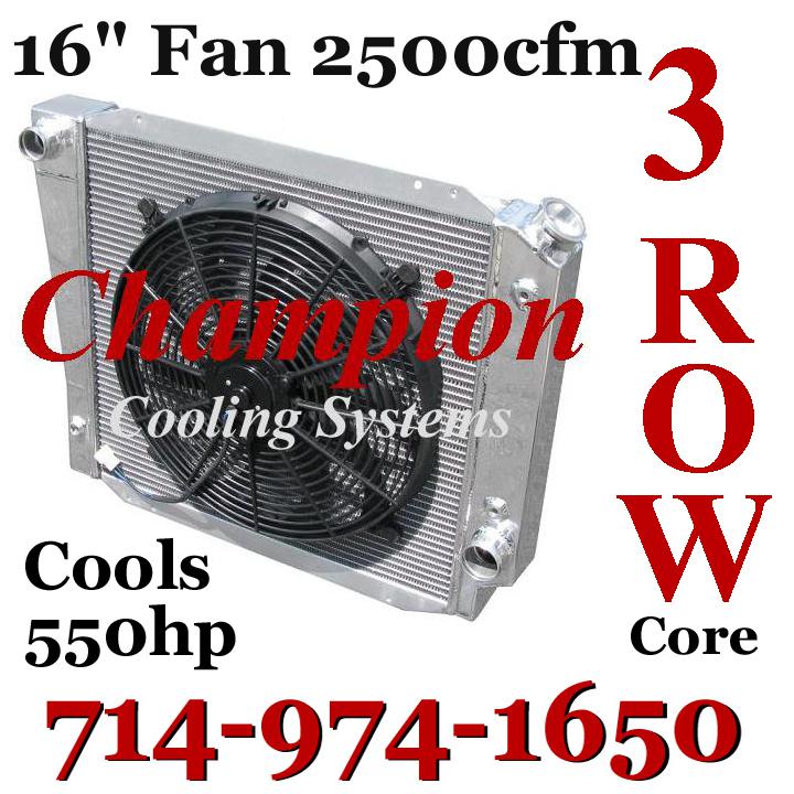 3 row champion radiator 1966-1977 ford bronco 16" fan