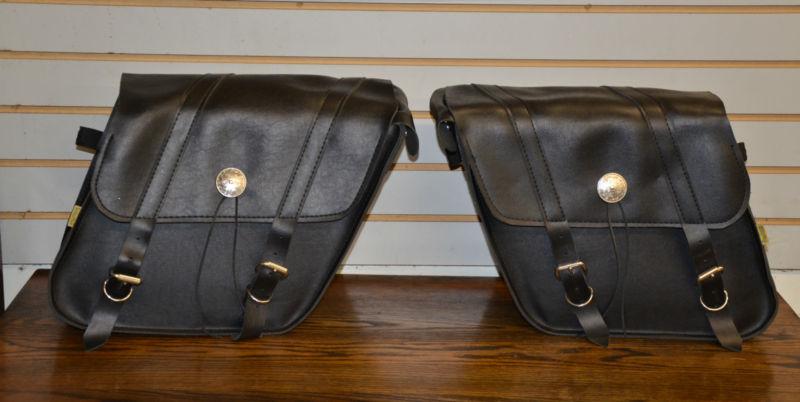 Pair of willie and max black motorcycle saddlebags retro? vintage? harley?