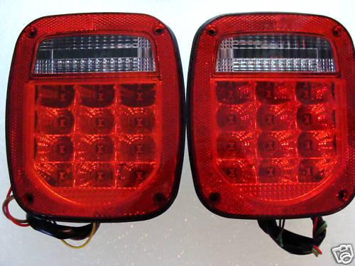 Jeep wrangler led tail lights red lens tj cj yj mj 