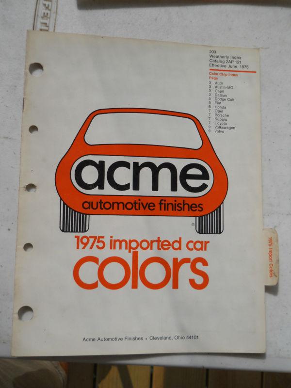 1975 acme imported  paint chip color chart information catalog   lot