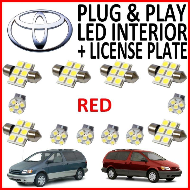 12 piece super red led interior package kit + license plate tag lights ts2r