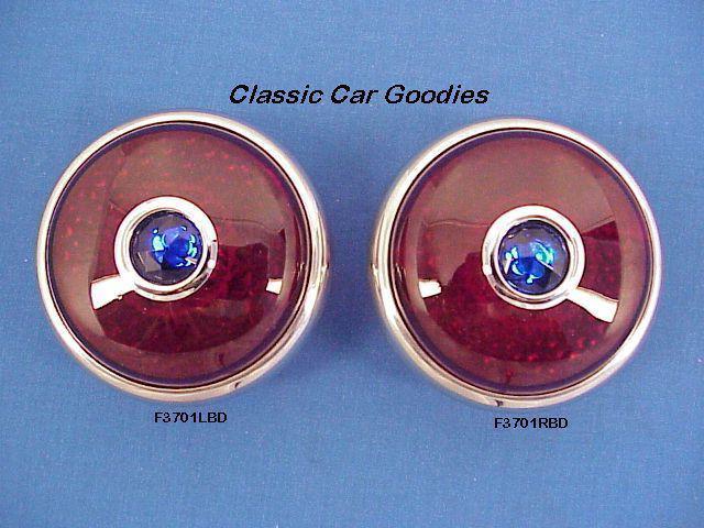 1937 ford blue dot tail lights shiny black glass lens