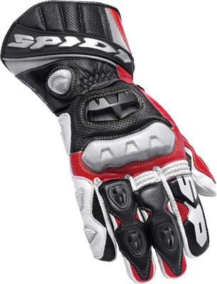 New spidi race-vent adult leather gloves, white/red/black, med/md