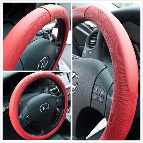 Steering wheel cover with pvc leather and all red logo 51105c