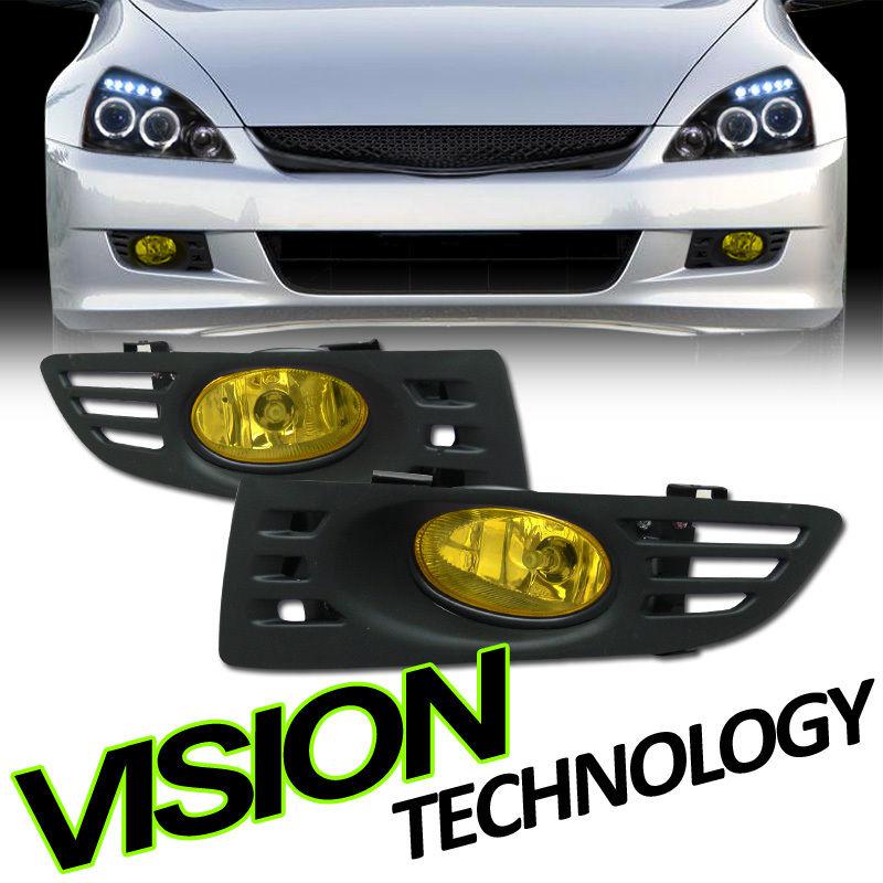 Pair 03-05 accord coupe jdm yellow lens fog lights lamps+switch+bulbs left+right
