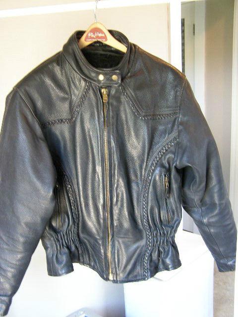 Woman's leather motorcycle  biker jacket with harley davidson logo 