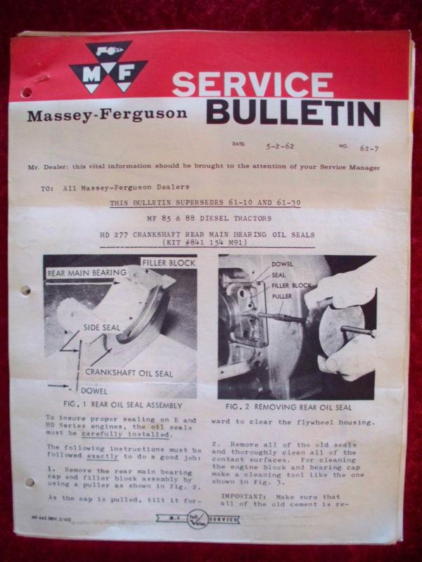 Massey ferguson service bulletins: 1959 to 1963. many models!  215 pages, nice!