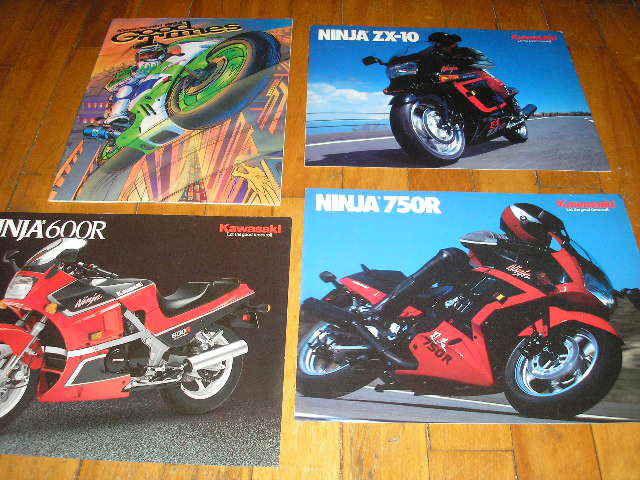 Kawasaki motorcycle brochure lot, ninja 600, ninja 750, zx 10