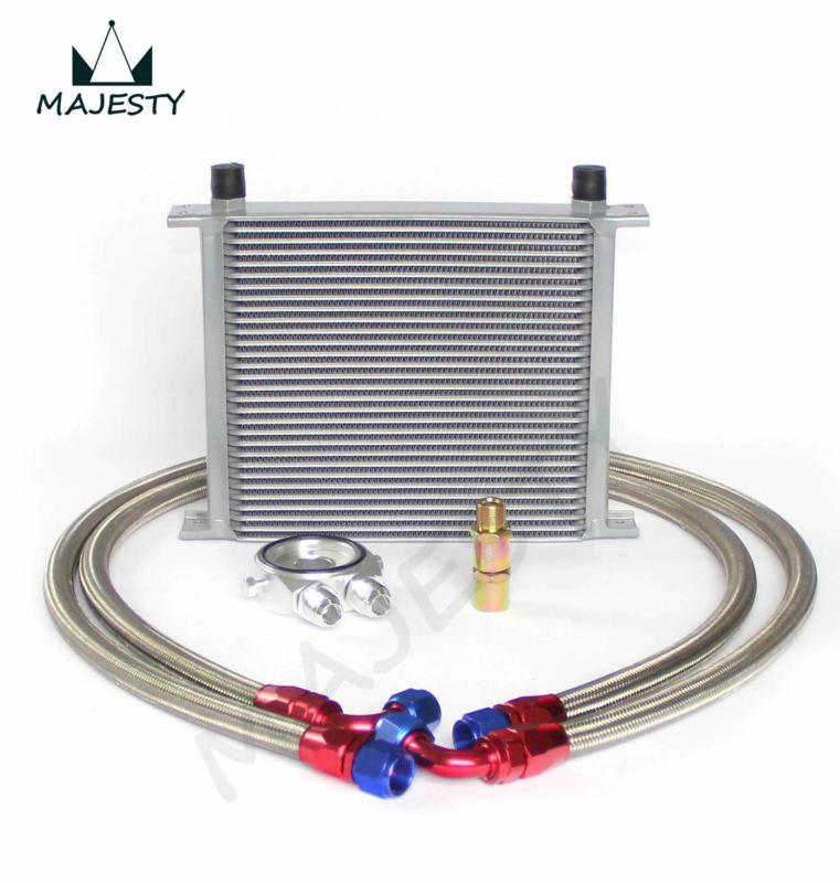 30 row an-10an universal engine transmission oil cooler + filter kit silver
