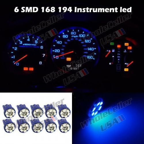 10x blue led 168 194 t10 wedge 6 smd instrument panel light bulb for ford