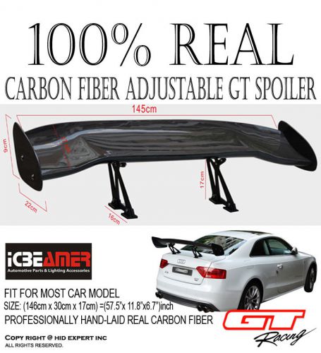 Abl fit chevrolet 57&#034; gt carbon fiber tailgate trunk spoiler wing universal#t109
