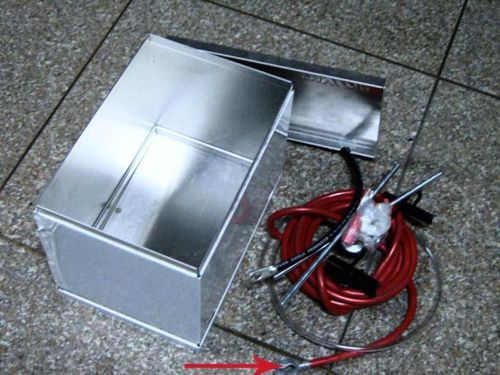 Battery box fabricated aluminum relocation kit with copper wire and hold down