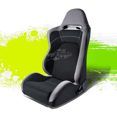 2x type-r gray black cloth jdm sports racing seats+adjustable slider driver side