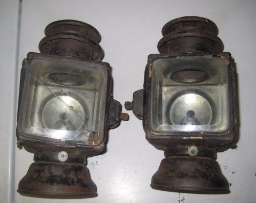 C.1913 steel kerosene cowl lamp side light pair dietz queen mercer  raceabout
